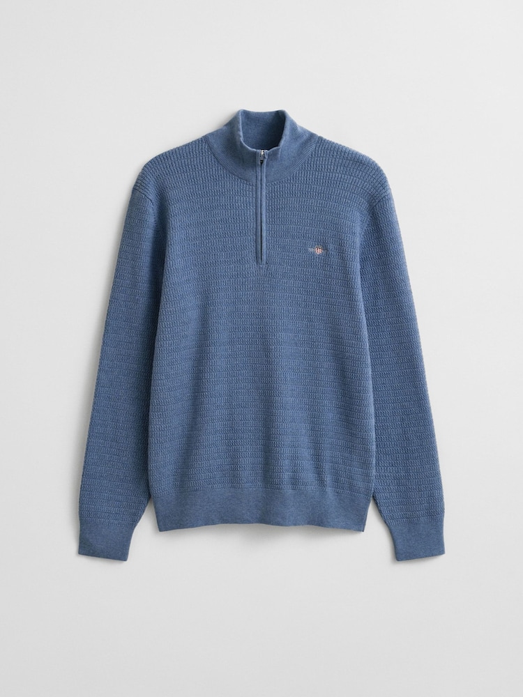 GANT Blue Light Mini Cable Knit Quarter Zip Jumper - Image 5 of 5 GANT Blue Light Mini Cable Knit Quarter Zip Jumper - Image 5 of 5