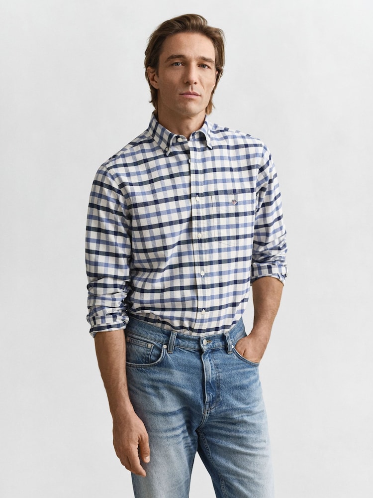 GANT Blue Check Oxford Shirt - Image 1 of 5 GANT Blue Check Oxford Shirt - Image 1 of 5