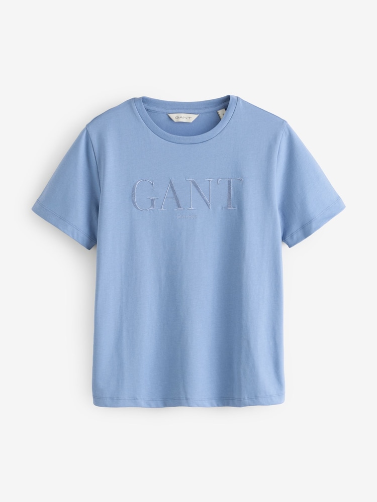 GANT Blue Tonal Logo T-Shirt - Image 1 of 1 GANT Blue Tonal Logo T-Shirt - Image 1 of 1