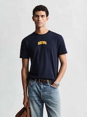 GANT Blue Navy Graphic Logo T-Shirt - Image 1 of 4
