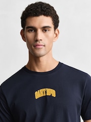 GANT Blue Navy Graphic Logo T-Shirt - Image 3 of 4