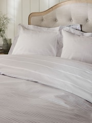 Grey Stripe Duvet Cover and Pillowcase Set - Image 4 of 6