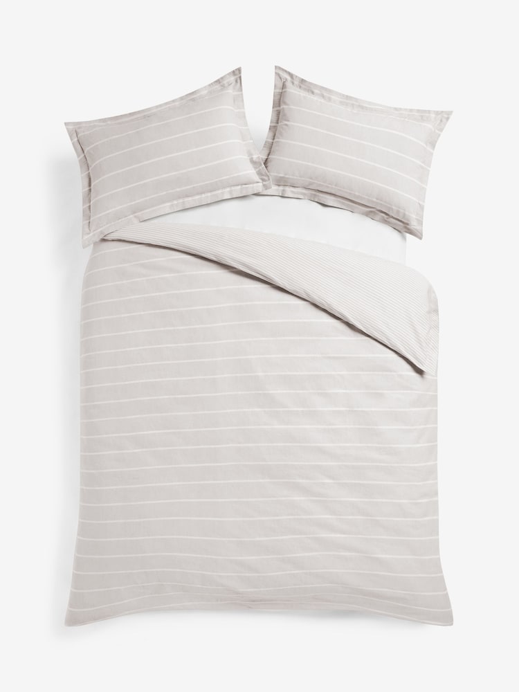 Grey Stripe Duvet Cover and Pillowcase Set - Image 6 of 6