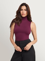 Good American Red Weightless Scuba Mock Neck Bodysuit - Image 3 of 4