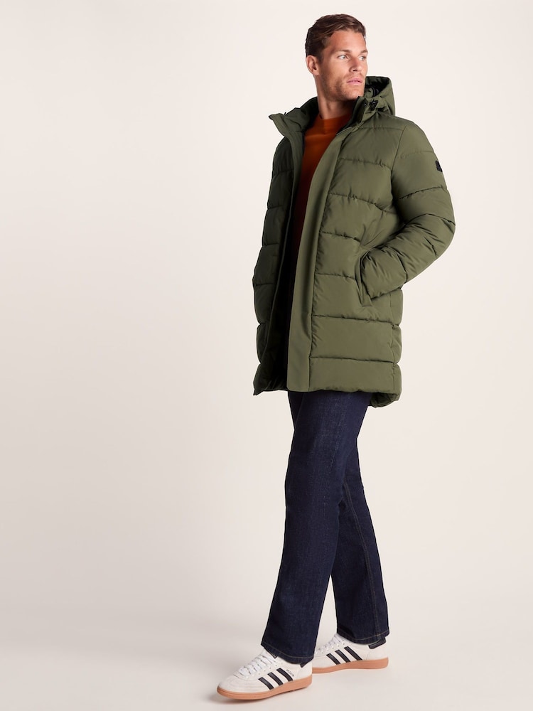 Tog 24 Green Mens Preece Padded Long Jacket - Image 1 of 7