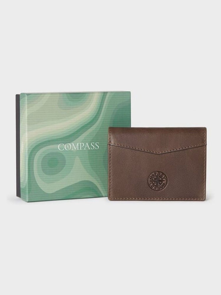 Osprey London The Compass Leather Brown Card Case - Image 1 of 4