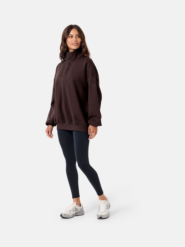 Braun - Gym + Coffee Womens Snap Collar Sierra Sweatshirt - Bild 1 von 5