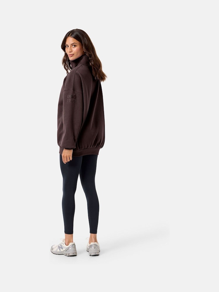 Braun - Gym + Coffee Womens Snap Collar Sierra Sweatshirt - Bild 2 von 5