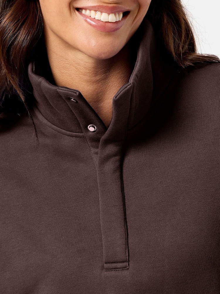 Gym + Coffee Brown Womens Snap Collar Sierra Sweatshirt - Image 6 of 6