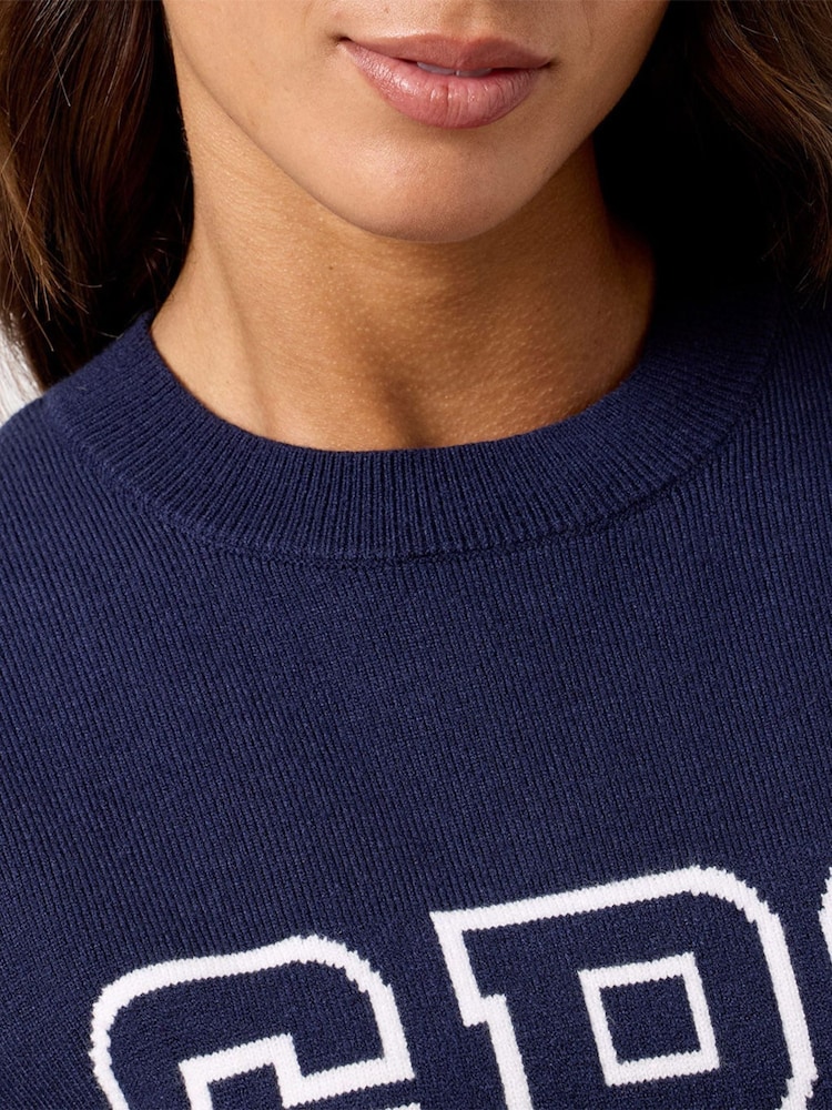 Gym + Coffee Blue Knit Crew Sweatshirt - Image 4 of 4