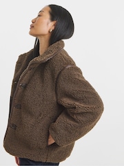 JD Williams Brown Borg Teddy Jacket - Image 1 of 4