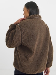 JD Williams Brown Borg Teddy Jacket - Image 2 of 4