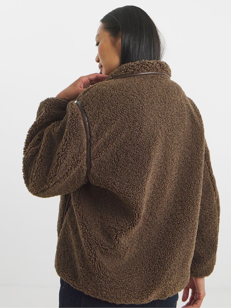JD Williams Brown Borg Teddy Jacket - Image 2 of 4