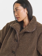 JD Williams Brown Borg Teddy Jacket - Image 3 of 4
