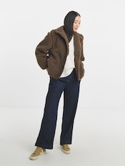 JD Williams Brown Borg Teddy Jacket - Image 4 of 4
