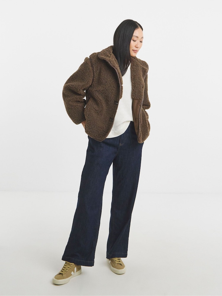 JD Williams Brown Borg Teddy Jacket - Image 4 of 4