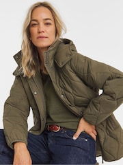 JD Williams Green Short Quilted Hooded Jacket - Image 1 of 4