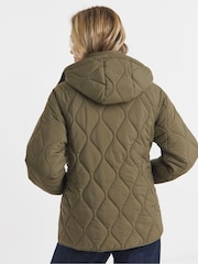JD Williams Green Short Quilted Hooded Jacket - Image 2 of 4