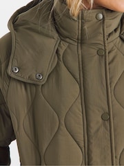 JD Williams Green Short Quilted Hooded Jacket - Image 3 of 4