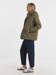 JD Williams Green Short Quilted Hooded Jacket - Image 4 of 4