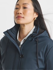 JD Williams Blue Fleece Lined Rubberised Raincoat With Hood - Image 4 of 4