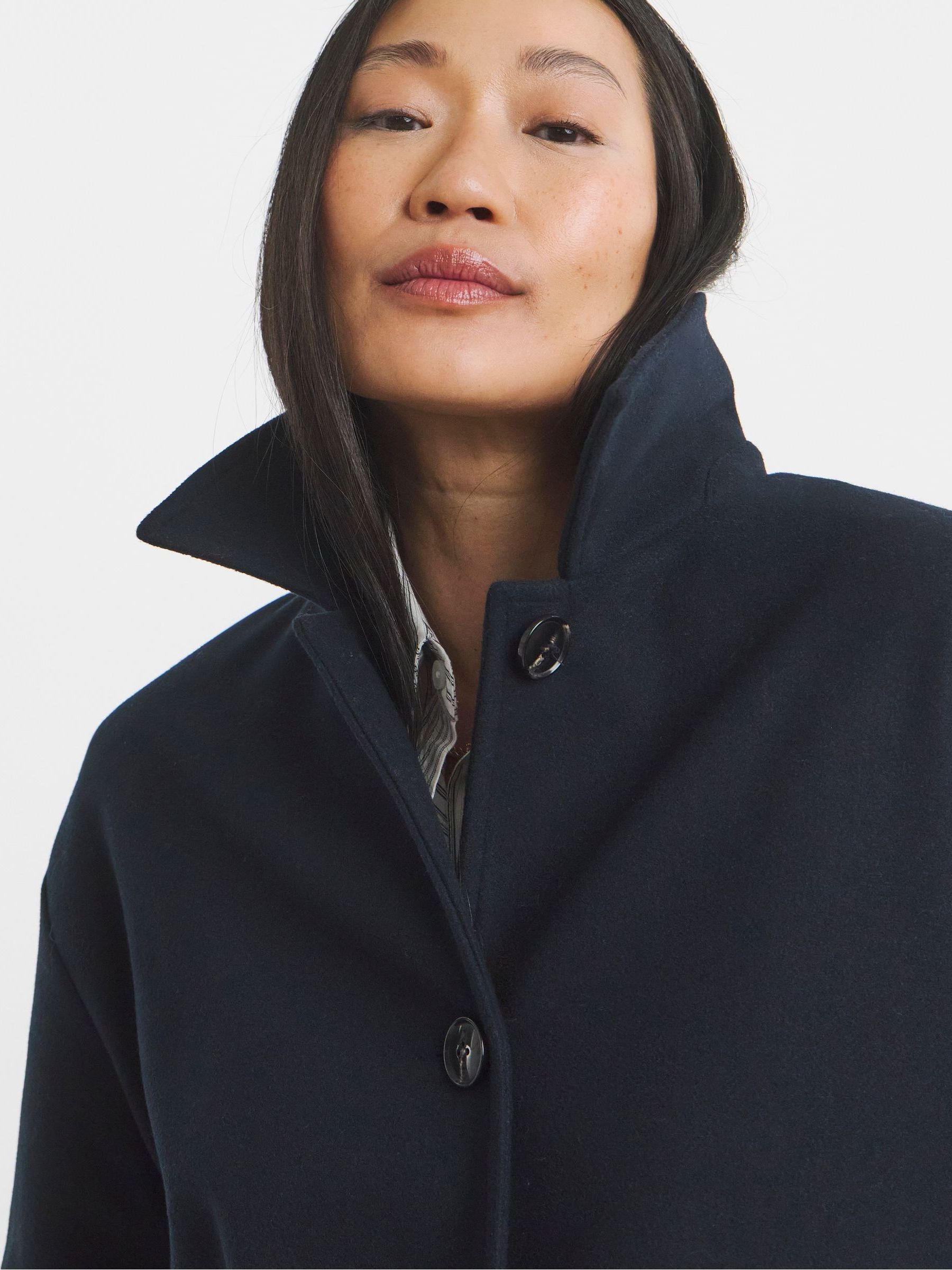 Buy JD Williams Blue High Collar Button Front Lined Coat from Next USA