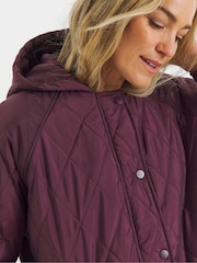 JD Williams Red Shower Resistant Longline Hooded Quilted Coat - Image 3 of 4