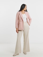 JD Williams Pink Boucle Double Breasted Blazer - Image 1 of 4
