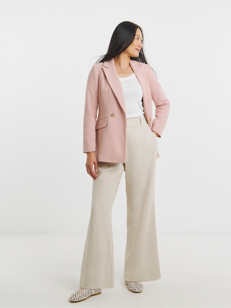 JD Williams Pink Boucle Double Breasted Blazer - Image 1 of 4