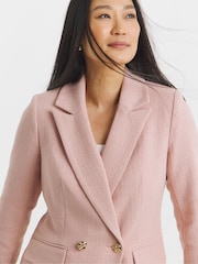 JD Williams Pink Boucle Double Breasted Blazer - Image 3 of 4