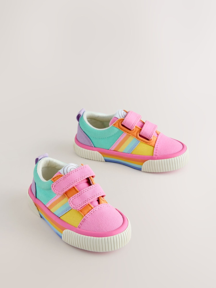 Little Bird by Jools Oliver Pink Younger Pastel Rainbow Colourblock Skate Trainers - Image 1 of 5 Little Bird by Jools Oliver Pink Younger Pastel Rainbow Colourblock Skate Trainers - Image 1 of 5