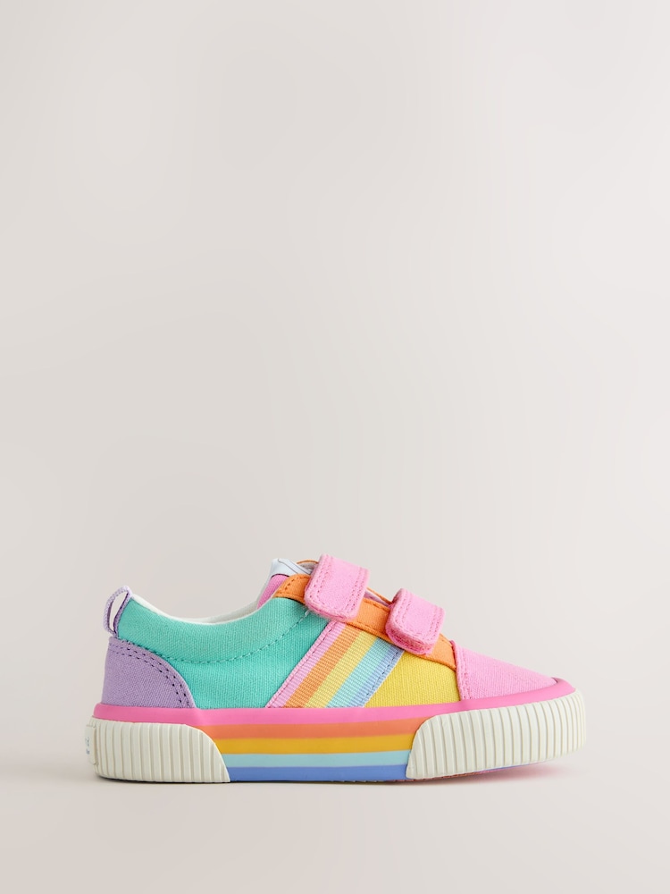 Little Bird by Jools Oliver Pink Younger Pastel Rainbow Colourblock Skate Trainers - Image 2 of 5 Little Bird by Jools Oliver Pink Younger Pastel Rainbow Colourblock Skate Trainers - Image 2 of 5
