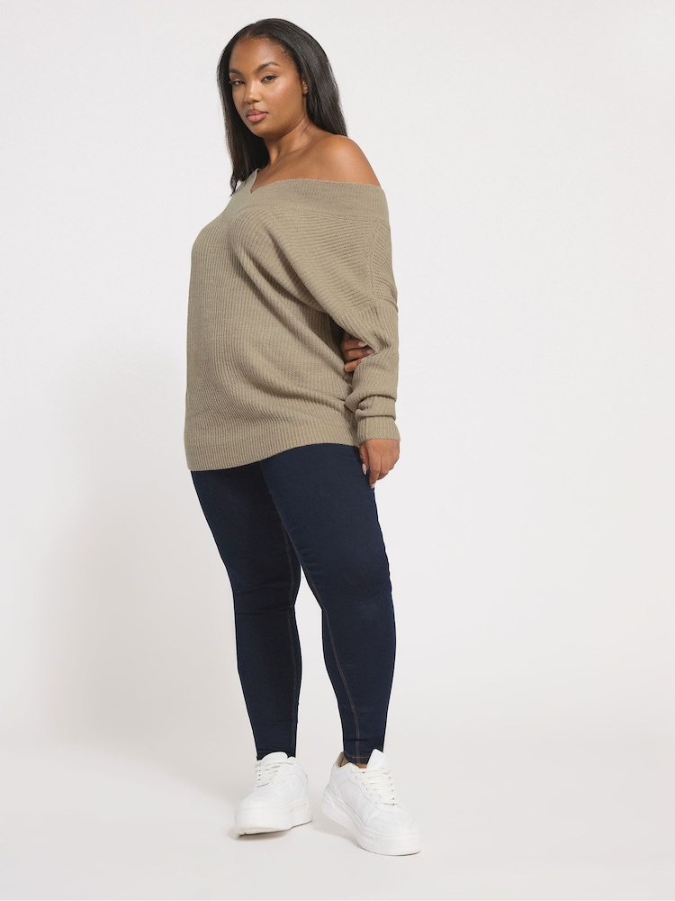 Yours Curve Natural Double V Jumper - Image 2 of 5