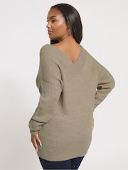 Yours Curve Natural Double V Jumper - Image 3 of 5