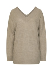 Yours Curve Natural Double V Jumper - Image 5 of 5