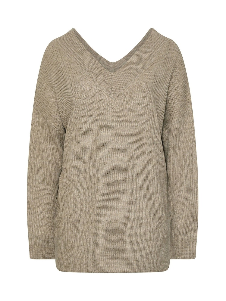Yours Curve Natural Double V Jumper - Image 5 of 5