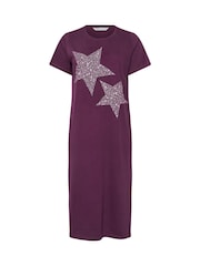 Yours Curve Purple Starry Night Midaxi Nightdress - Image 4 of 5