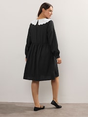 Yours Curve Black Statement Collar Dress - Image 2 of 5