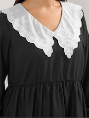 Yours Curve Black Statement Collar Dress - Image 4 of 5