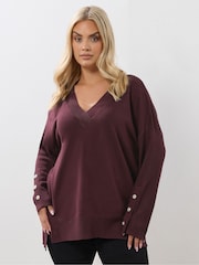 Roxa - Yours Curve Cashmillon V-Neck Jumper - Imagem 1 de 5