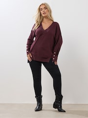 Roxa - Yours Curve Cashmillon V-Neck Jumper - Imagem 2 de 5