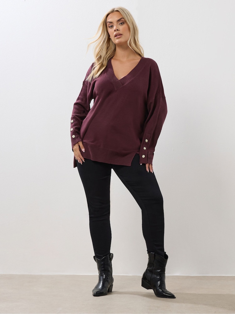 Roxa - Yours Curve Cashmillon V-Neck Jumper - Imagem 2 de 5