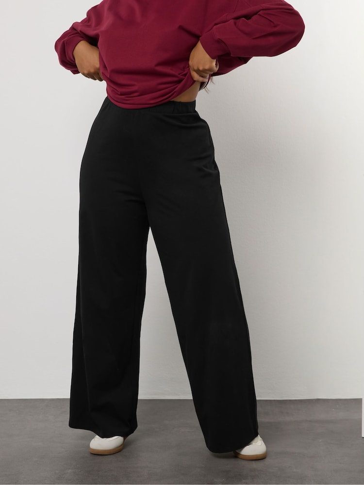 Yours Curve Black Wide Leg Leggings - Image 1 of 5