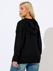 Yours Curve Black Hooded Seam Detail Jumper - Image 2 of 5