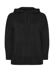 Yours Curve Black Hooded Seam Detail Jumper - Image 5 of 5