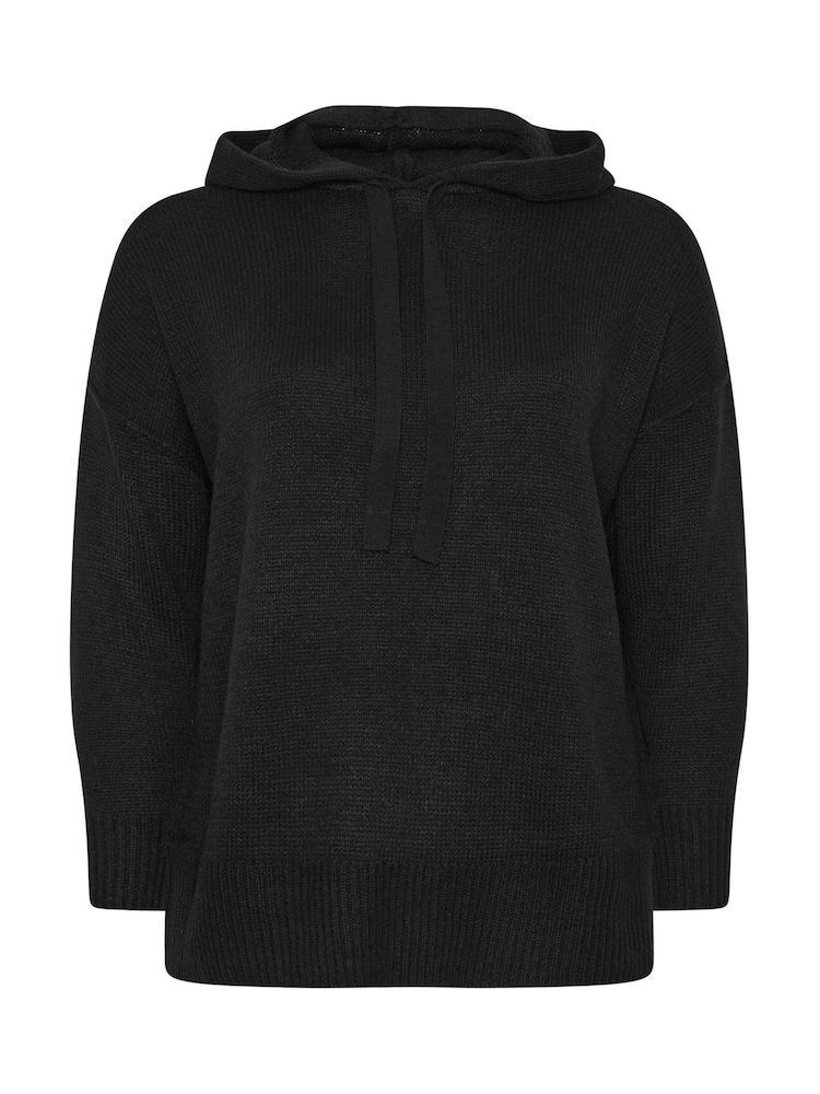 Yours Curve Black Hooded Seam Detail Jumper - Image 5 of 5