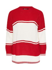 Yours Curve Red Drop Shoulder Stripe Jumper - Image 5 of 5