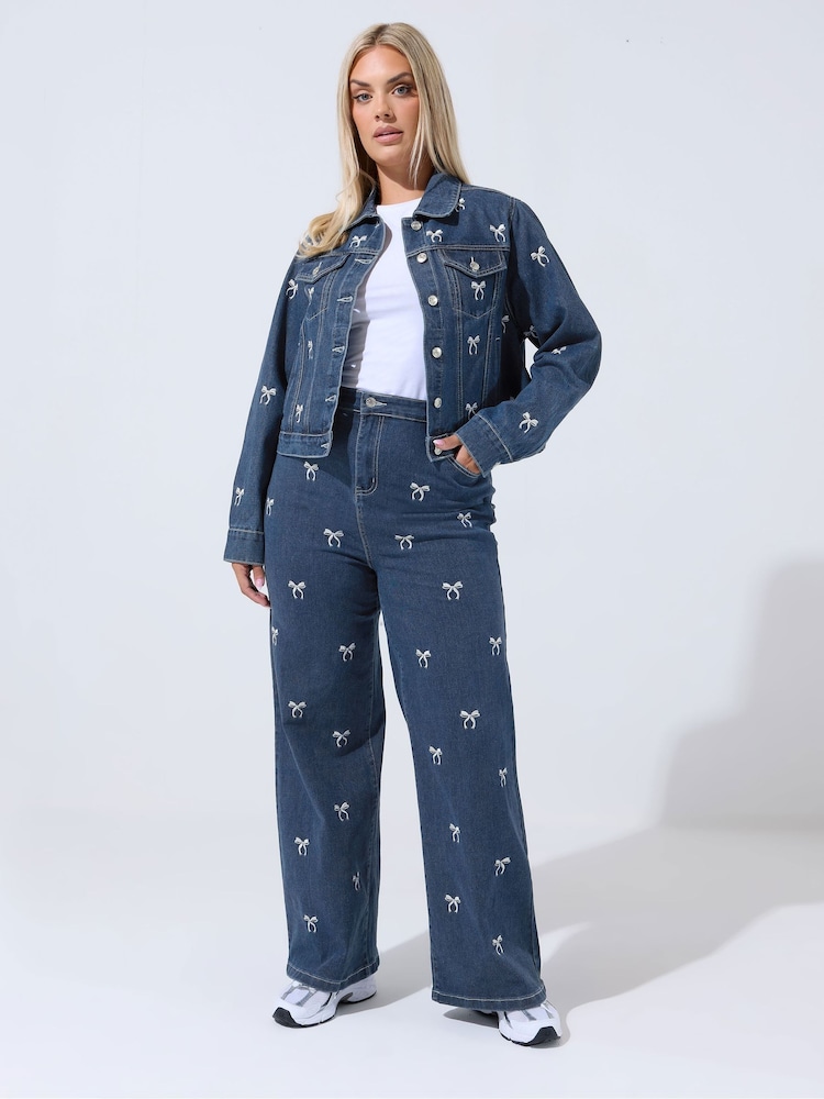 Yours Curve Blue Limited Bow Jeans - Image 2 of 5 Yours Curve Blue Limited Bow Jeans - Image 2 of 5