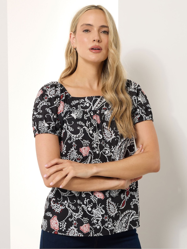 Preto - Blusa Long Tall Sally Paisley com Gola Quadrada - Imagem 1 de 5