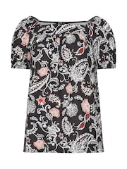 Preto - Blusa Long Tall Sally Paisley com Gola Quadrada - Imagem 5 de 5